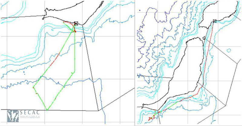 Mapas de los transectos realizados © SECAC