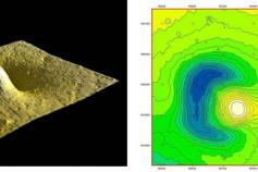 Imagen 3D del volcan de fango TARSIS junto a su batimetria ©IEO